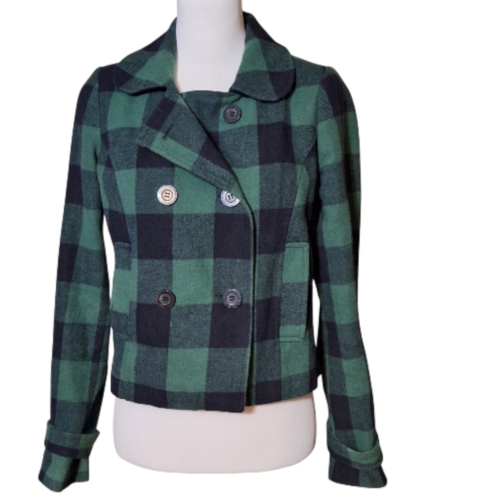 Heritage Womens M Clueless Preppy Plaid 100% Cotton Jacket Old Money 90s Cropped